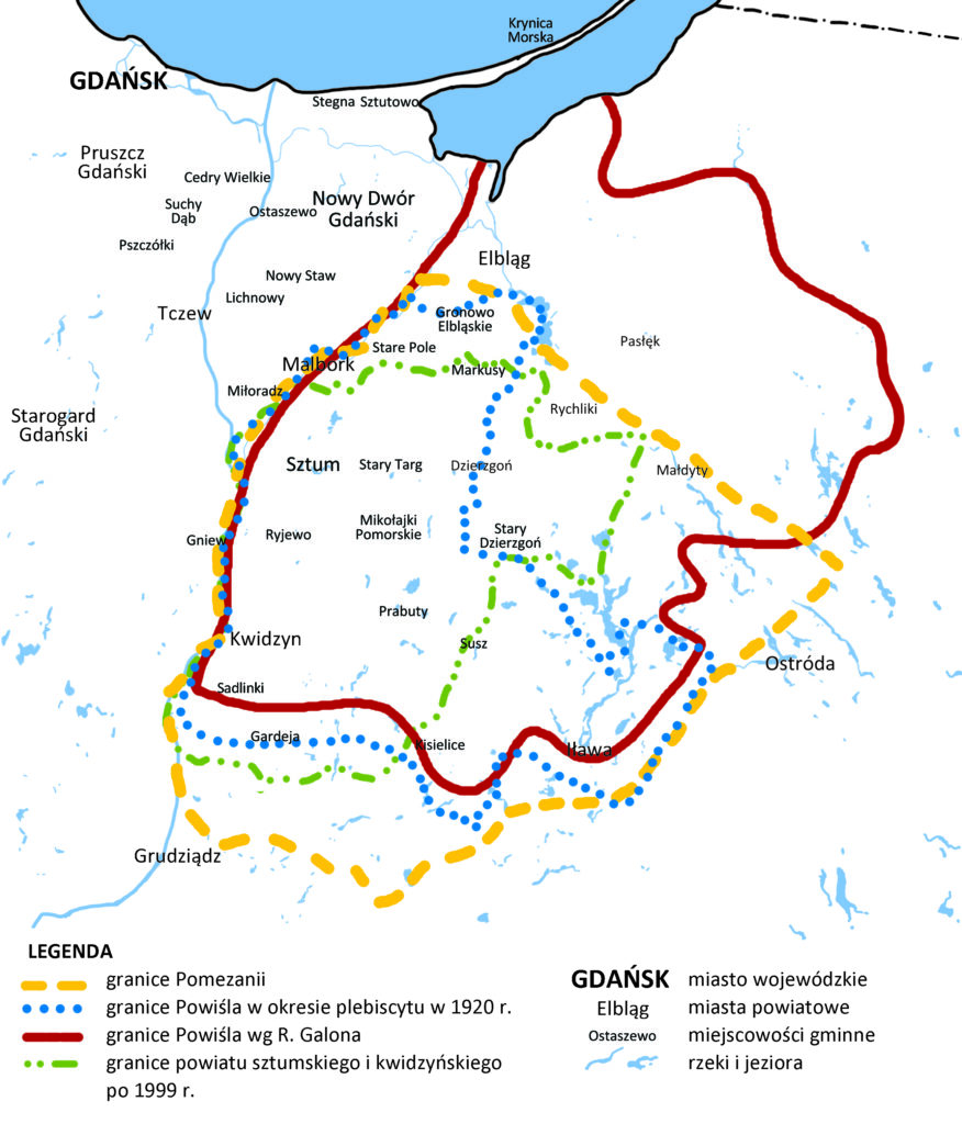 Granice Powiśla na podstawie czterech koncepcji regionu