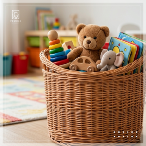 duży kosz wiklinowy